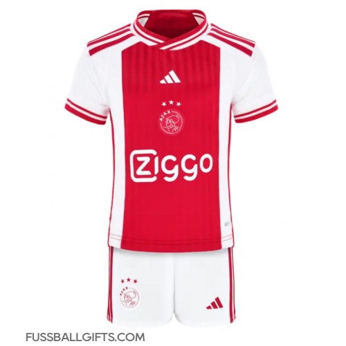 Ajax Fußballbekleidung Heimtrikot Kinder 2023-24 Kurzarm (+ kurze hosen)